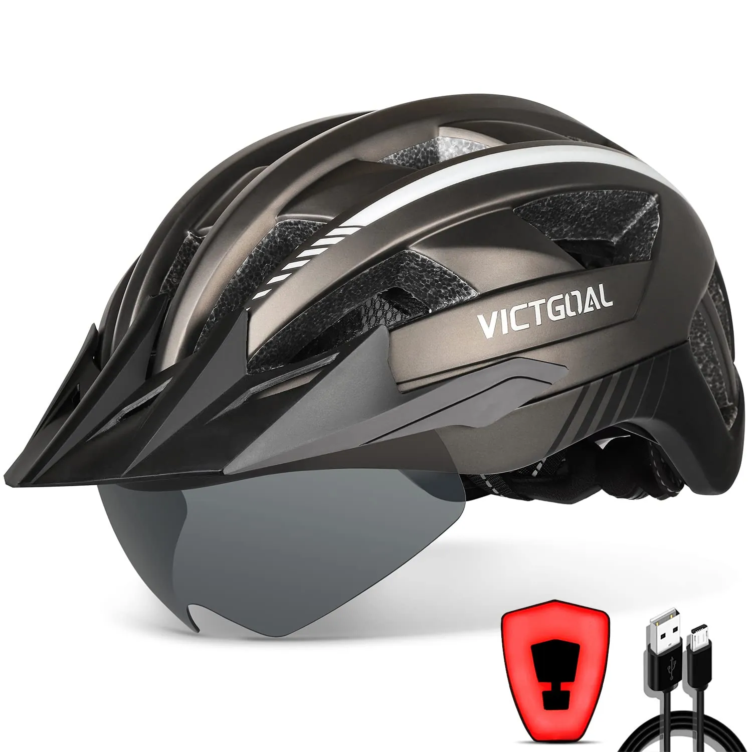 VICTGOAL Bike Helmet Review: Rear Light and Visor image 8