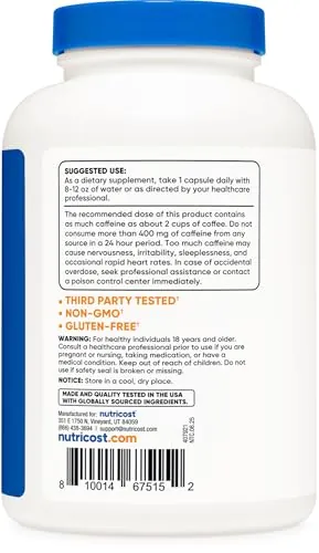 Nutricost Caffeine Pills Review: 200mg Capsule Analysis image 4